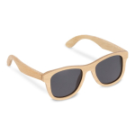 Occhiali da sole interamente in bambù con lenti nere color naturale