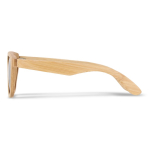 Occhiali da sole interamente in bambù con lenti nere color naturale terza vista