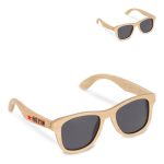 Occhiali da sole interamente in bambù con lenti nere