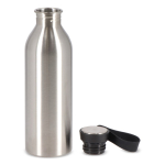 Borraccia in acciaio inox con manico in silicone sul tappo 500 ml color argento seconda vista