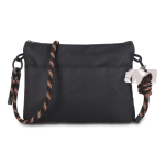 Tracolla rettangolare per portare oggetti essenziali quotidiani color nero seconda vista