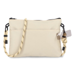 Tracolla rettangolare per portare oggetti essenziali quotidiani color beige seconda vista