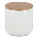 Barattolo in ceramica per conservare alimenti coperchio in bambù 550ml color bianco