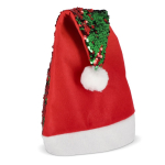 Cappello originale di Babbo Natale in paillettes bicolori color rosso