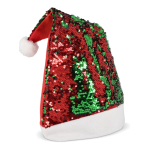 Cappello originale di Babbo Natale in paillettes bicolori color rosso seconda vista