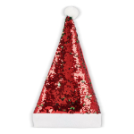 Cappello originale di Babbo Natale in paillettes bicolori color rosso terza vista