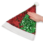 Cappello originale di Babbo Natale in paillettes bicolori color rosso sesta vista