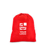 Grande sacchetto regalo in feltro con cordoncini coordinati vista area di stampa