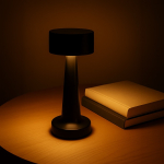 Lampada da comodino con 3 modalità di luce e sensore touch color nero quinta vista