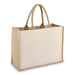 Shopper di cotone con lati e fondo in juta 320 g/m2 color beige