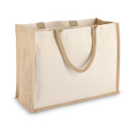 Shopper di cotone con lati e fondo in juta 320 g/m2 color beige seconda vista