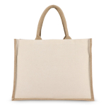 Shopper di cotone con lati e fondo in juta 320 g/m2 color beige terza vista