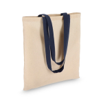 Shopper di cotone OEKO-TEX con manici colorati 140 g/m2 color blu scuro seconda vista