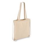 Tote bag di cotone con chiusura a cordoncino OEKO-TEX 140 g/m2 color beige
