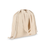 Tote bag di cotone con chiusura a cordoncino OEKO-TEX 140 g/m2 color beige seconda vista