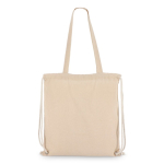 Tote bag di cotone con chiusura a cordoncino OEKO-TEX 140 g/m2 color beige terza vista