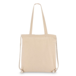 Tote bag di cotone con chiusura a cordoncino OEKO-TEX 140 g/m2 color beige quarta vista