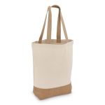 Borsa di cotone con soffietto inferiore e manici in juta 320 g/m2 color beige