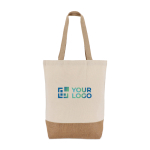 Borsa di cotone con soffietto inferiore e manici in juta 320 g/m2 vista area di stampa