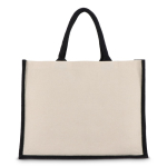 Borsa di cotone con lati e fondo in juta colorata 320 g/m2 color nero terza vista