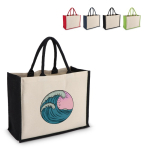 Borsa di cotone con lati e fondo in juta colorata 320 g/m2