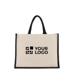 Borsa di cotone con lati e fondo in juta colorata 320 g/m2 vista area di stampa