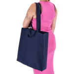 Tote bag di cotone OEKO-TEX in vari colori con doppio manico 140 g/m2 color blu scuro quinta vista