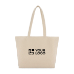 Borsa di cotone OEKO-TEX con chiusura a zip 320 g/m2 vista area di stampa