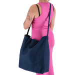 Tote bag di cotone OEKO-TEX in vari colori con doppio manico 220 g/m2 color blu scuro quarta vista