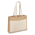 Shopper in juta con tasca frontale in cotone manici coordinati 320g/m2 color beige seconda vista