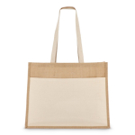 Shopper in juta con tasca frontale in cotone manici coordinati 320g/m2 color beige terza vista