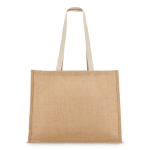 Shopper in juta con tasca frontale in cotone manici coordinati 320g/m2 color beige quarta vista