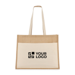 Shopper in juta con tasca frontale in cotone manici coordinati 320g/m2 vista area di stampa