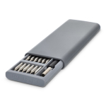 Kit di strumenti di precisione per riparare dispositivi elettronici color grigio terza vista