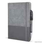 Taccuino in ecopelle dal design originale A5 pagine a righe color grigio quinta vista