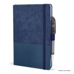 Taccuino in ecopelle dal design originale A5 pagine a righe color blu scuro quinta vista