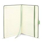Taccuino in ecopelle dal design originale A5 pagine a righe color verde oliva quarta vista
