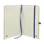 Taccuino con copertina in cartone e dettagli colorati A5 fogli a righe color blu quarta vista