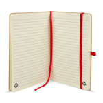 Taccuino con copertina in cartone e dettagli colorati A5 fogli a righe color rosso quarta vista