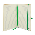 Taccuino con copertina in cartone e dettagli colorati A5 fogli a righe color verde quarta vista