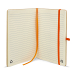 Taccuino con copertina in cartone e dettagli colorati A5 fogli a righe color arancione quarta vista