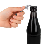 Portachiavi apribottiglie e apriscatole in alluminio leggero per uso quotidiano color argento terza vista