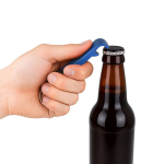 Portachiavi apribottiglie multiuso 3 in 1 in alluminio colorato color blu terza vista