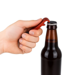 Portachiavi apribottiglie multiuso 3 in 1 in alluminio colorato color rosso terza vista