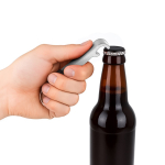 Portachiavi apribottiglie multiuso 3 in 1 in alluminio colorato color argento terza vista