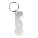 Portachiavi con gettone carrello e apribottiglie in acciaio inox color argento seconda vista