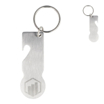 Portachiavi con gettone carrello e apribottiglie in acciaio inox