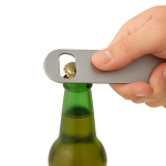 Apribottiglie in acciaio inox personalizzabile color argento seconda vista