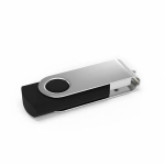USB su misura in plastica con clip metallica rotante prodotta in UE color nero vista angolo frontale sinistro