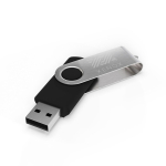 USB su misura in plastica con clip metallica rotante prodotta in UE color nero vista con stampa